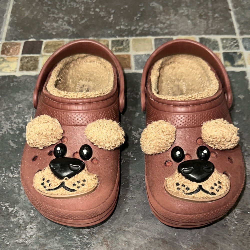 CROCS Kids Brown Puppy Slippers